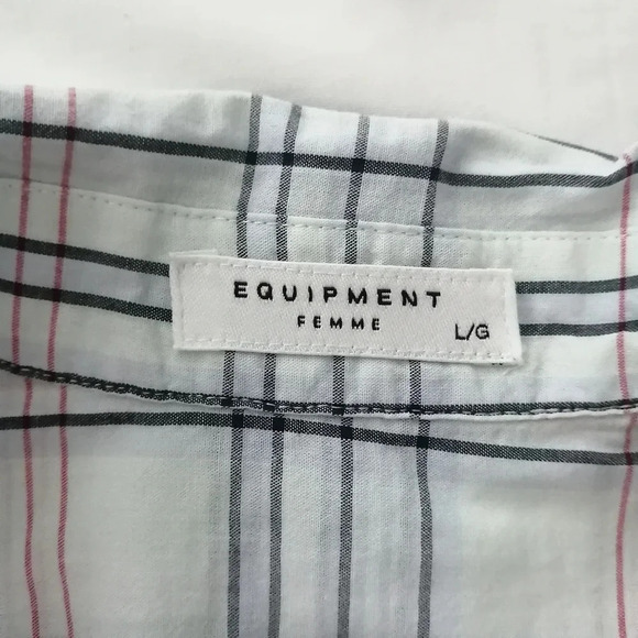 Equipment Kiera Tie Front Button Up Plaid Blouse Lightweight Cotton Large - Picture 13 of 16